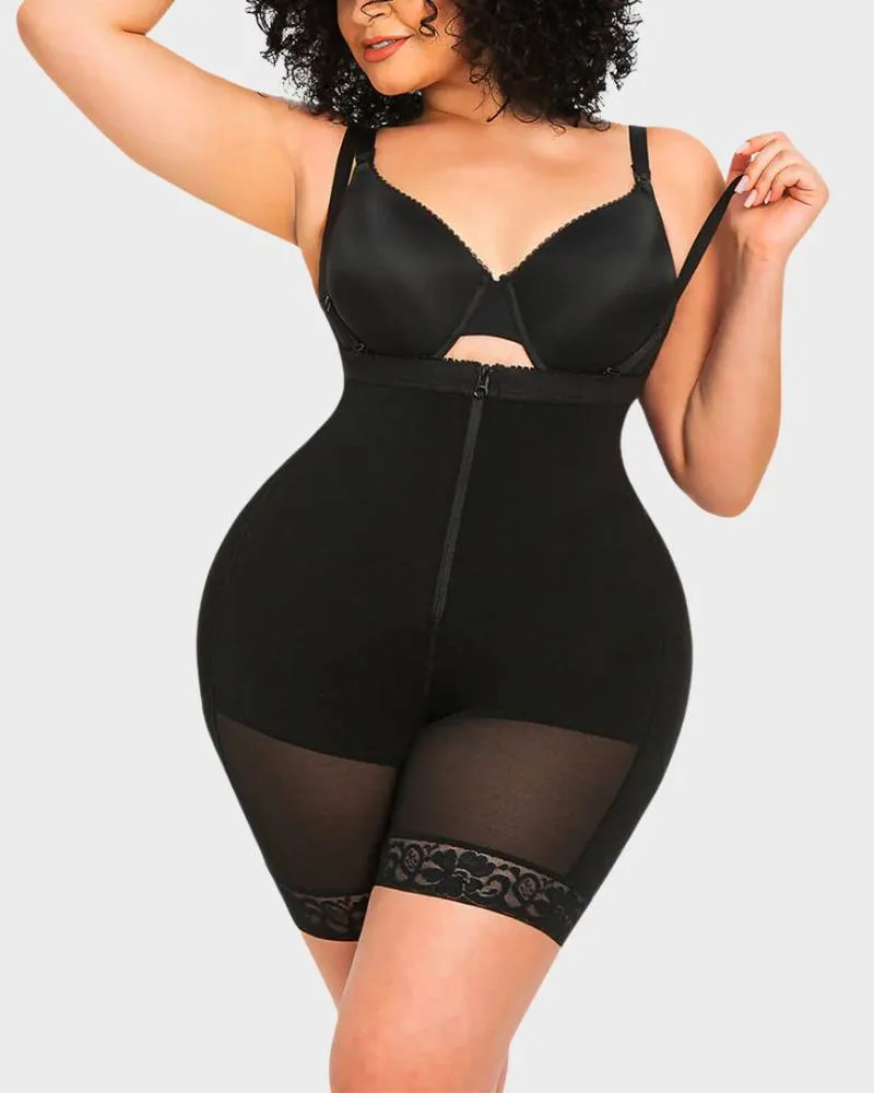 SheCurve® Open Bust Firm Tummy Compression Bodysuit Shaper With Butt Lifter