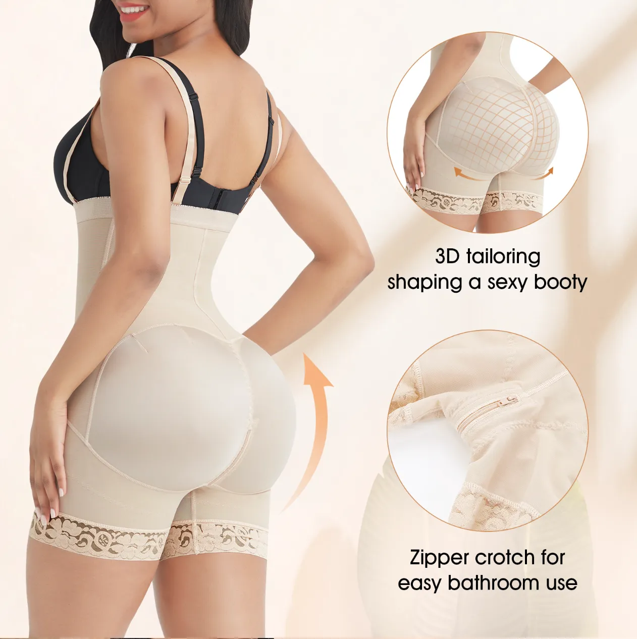 SheCurve® Open Bust Firm Tummy Compression Bodysuit Shaper With Butt Lifter