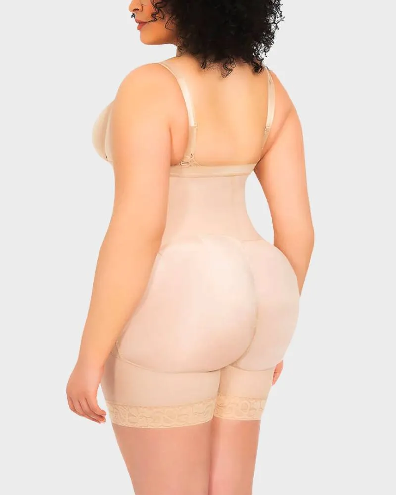 SheCurve® Open Bust Firm Tummy Compression Bodysuit Shaper With Butt Lifter