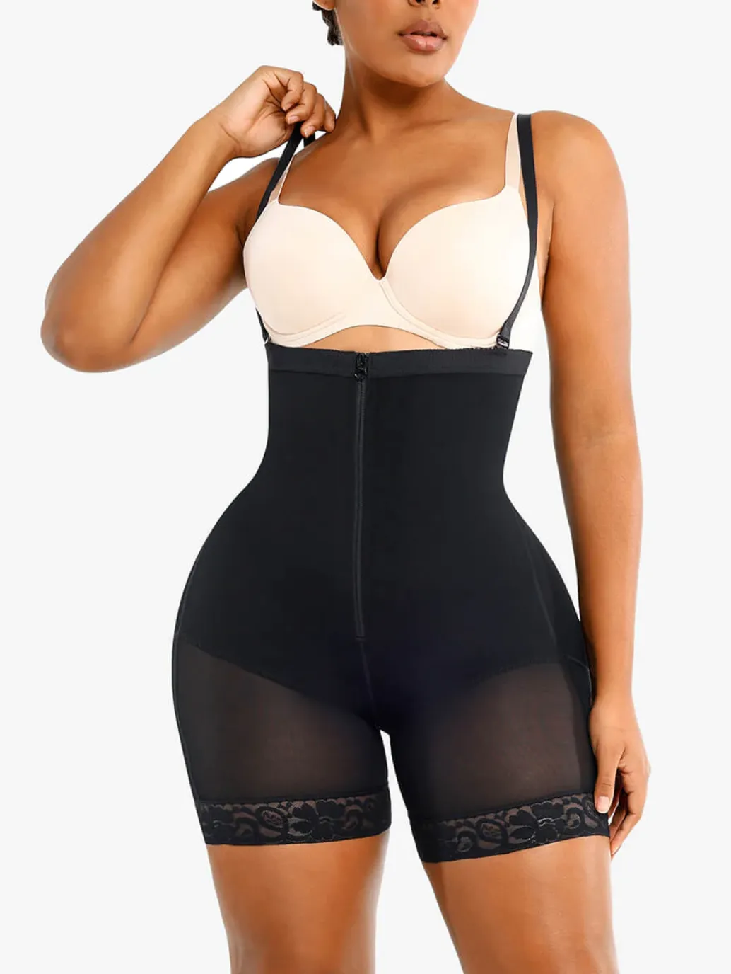 SheCurve® Open Bust Firm Tummy Compression Bodysuit Shaper With Butt Lifter