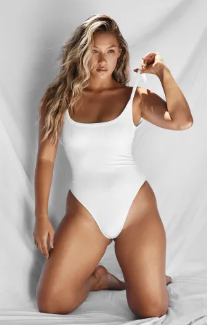 THE LUXE RIB LOW BACK BODYSUIT - WHITE