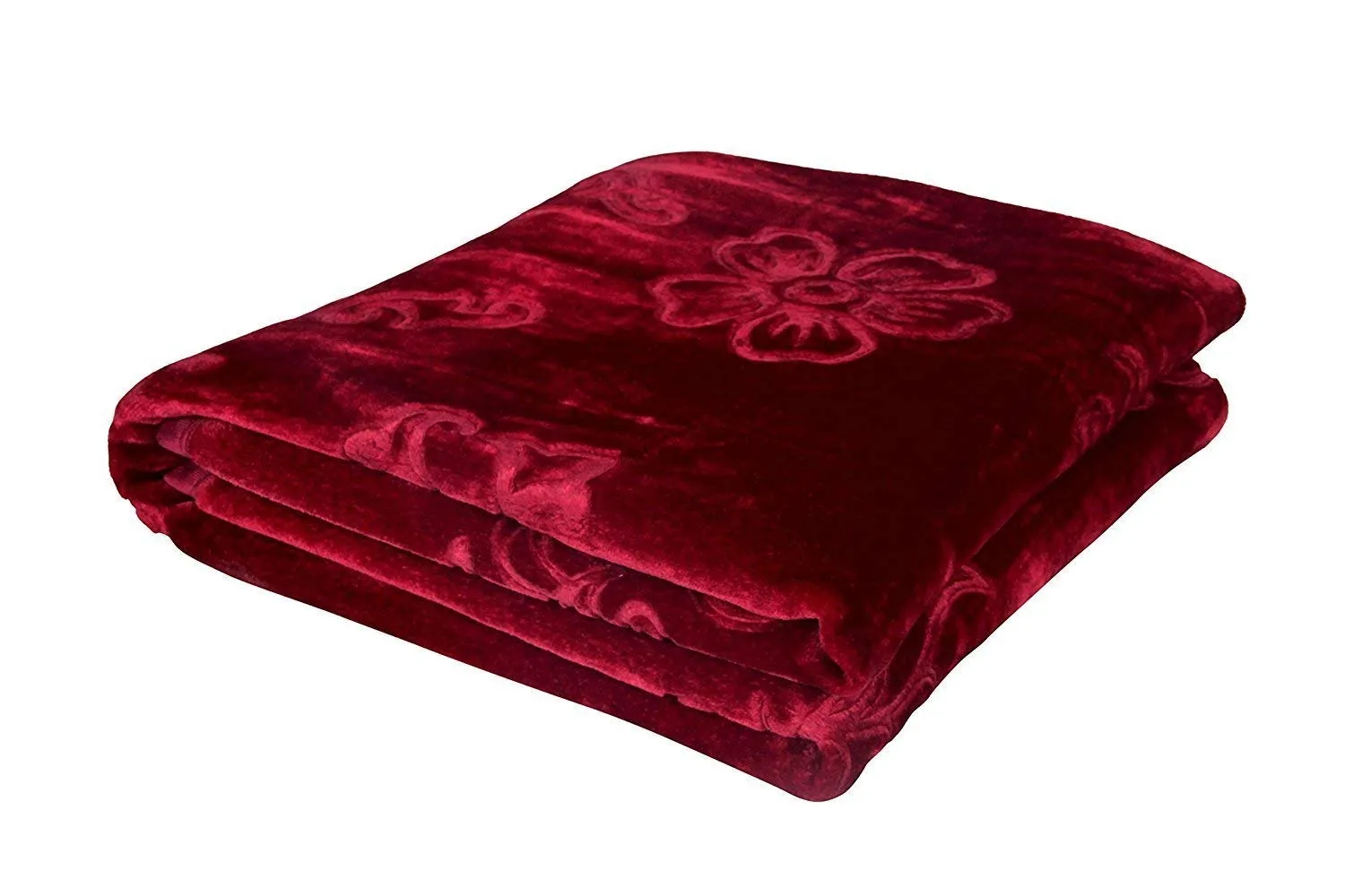 Tisha-Double Bed Blanket King Size Heavy Winter Mink Soft AC Room Fleece All Weather Warm kambal Panipat Made Maroon Color 255 x 230, breathable