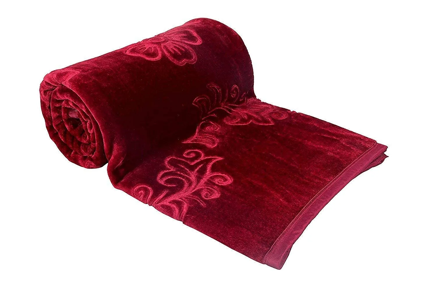 Tisha-Double Bed Blanket King Size Heavy Winter Mink Soft AC Room Fleece All Weather Warm kambal Panipat Made Maroon Color 255 x 230, breathable