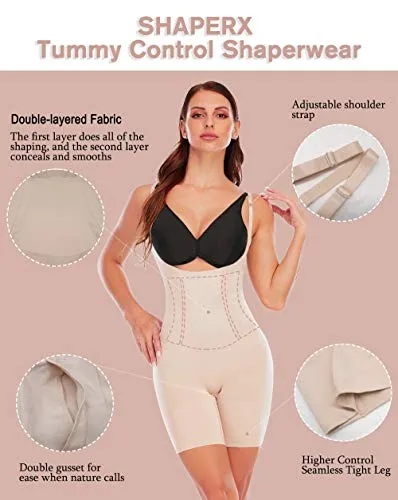 Tummy Control Shapewear for Women Seamless Colombianas Faja Bodysuit Open Bust Mid-Thigh Body Shaper Shorts