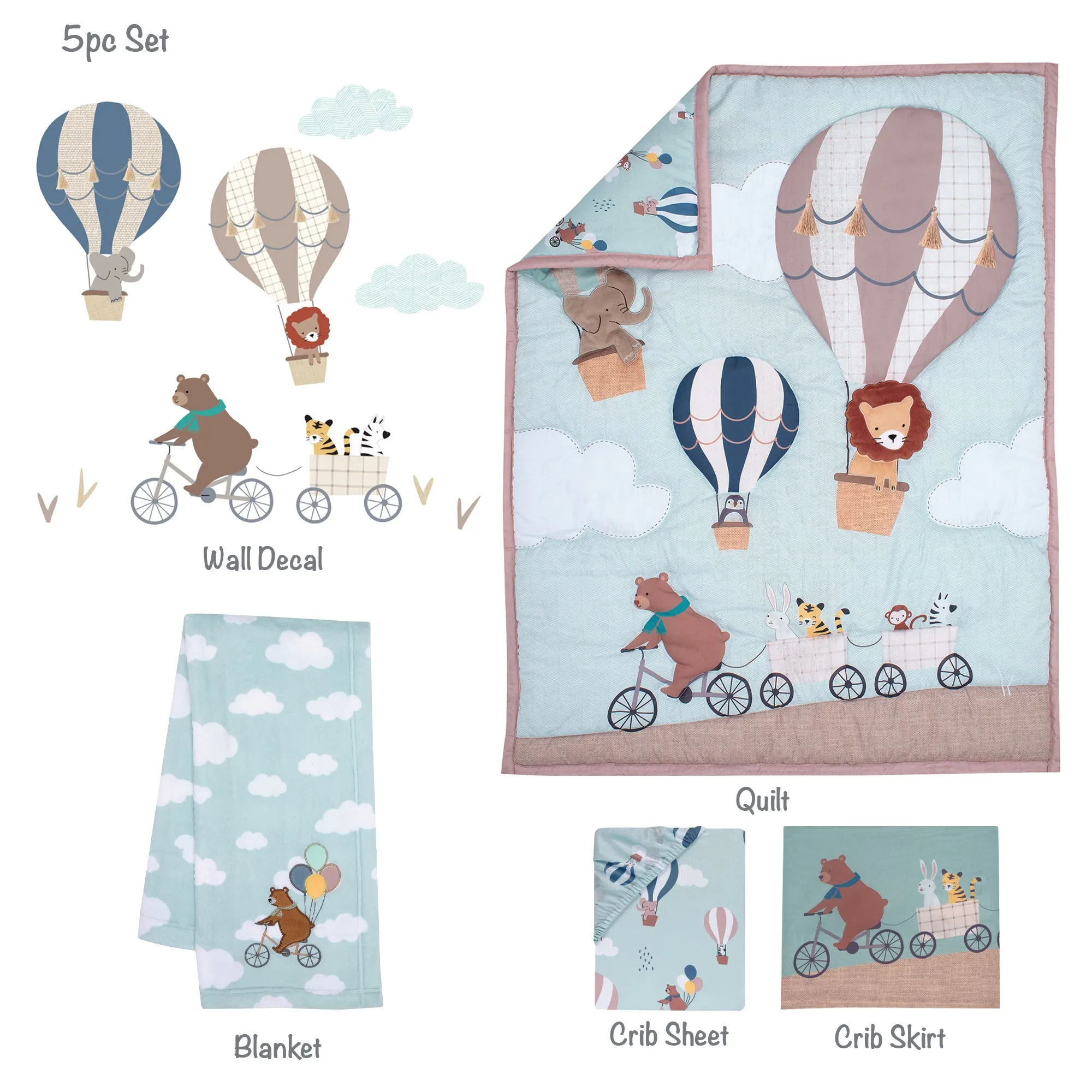 Up Up & Away 5-Piece Crib Bedding Set