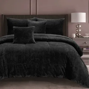 Waffle Fleece Charcoal 3 Pcs Comforter Set King