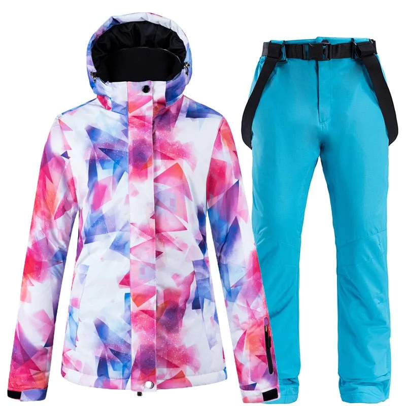 Warm Colourful Waterproof & Windproof Ski Suit for Women Skiing and Snowboarding Jacket or Pants Set