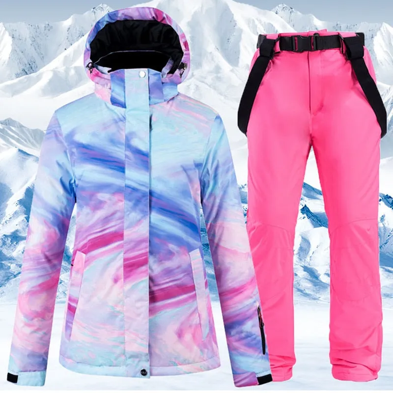 Warm Colourful Waterproof & Windproof Ski Suit for Women Skiing and Snowboarding Jacket or Pants Set