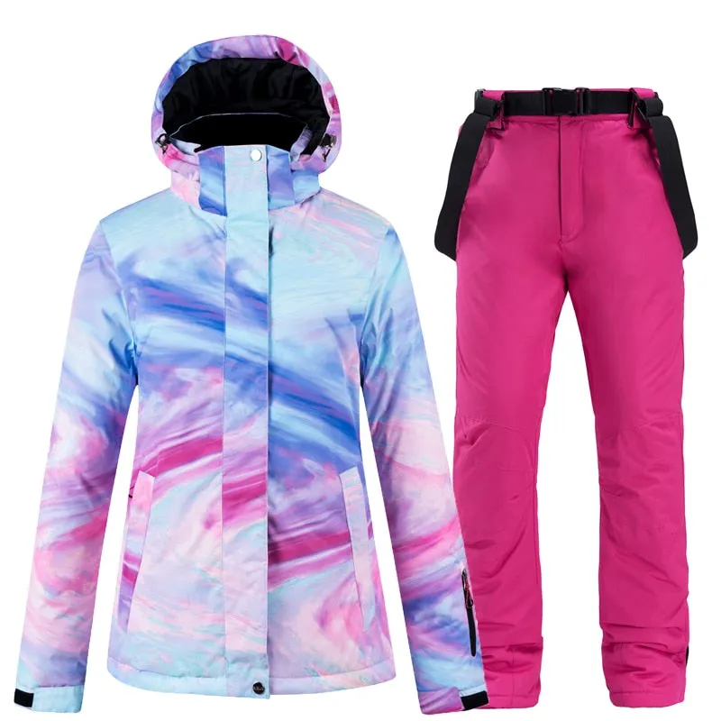 Warm Colourful Waterproof & Windproof Ski Suit for Women Skiing and Snowboarding Jacket or Pants Set