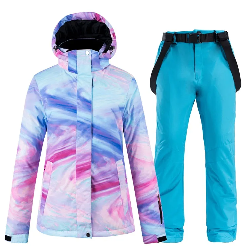 Warm Colourful Waterproof & Windproof Ski Suit for Women Skiing and Snowboarding Jacket or Pants Set