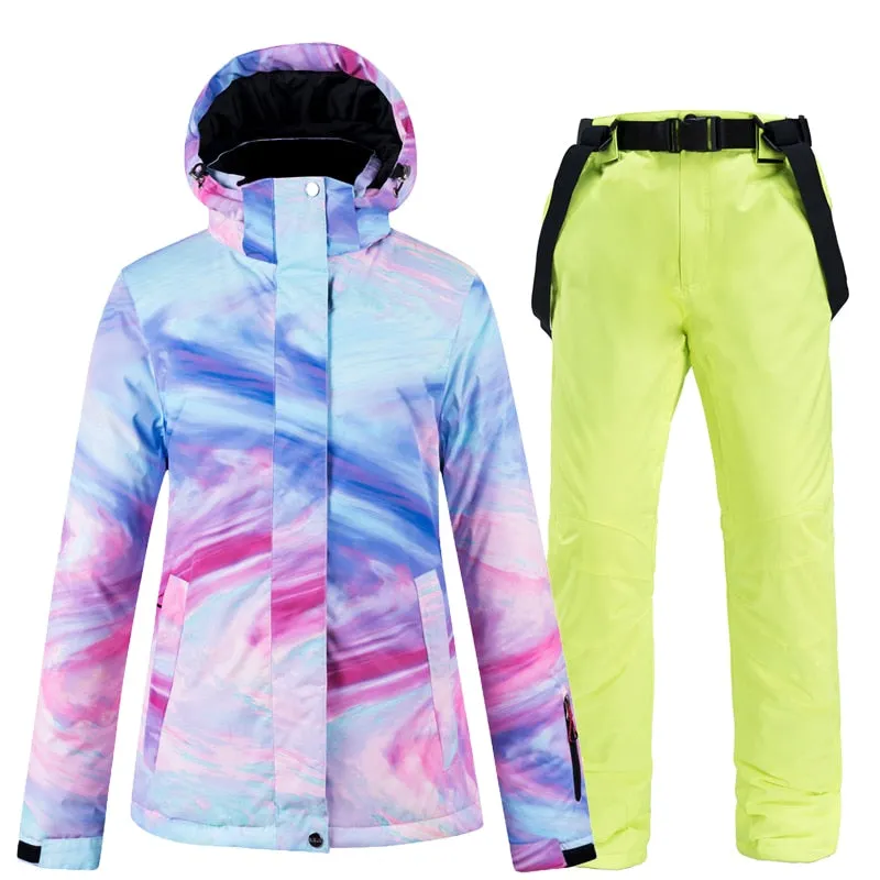 Warm Colourful Waterproof & Windproof Ski Suit for Women Skiing and Snowboarding Jacket or Pants Set