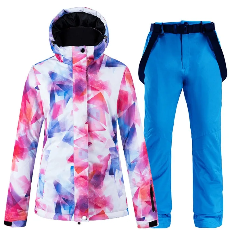 Warm Colourful Waterproof & Windproof Ski Suit for Women Skiing and Snowboarding Jacket or Pants Set