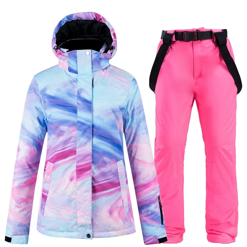 Warm Colourful Waterproof & Windproof Ski Suit for Women Skiing and Snowboarding Jacket or Pants Set