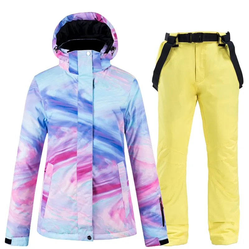 Warm Colourful Waterproof & Windproof Ski Suit for Women Skiing and Snowboarding Jacket or Pants Set