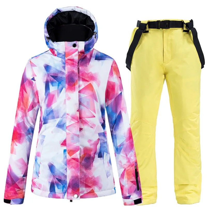 Warm Colourful Waterproof & Windproof Ski Suit for Women Skiing and Snowboarding Jacket or Pants Set