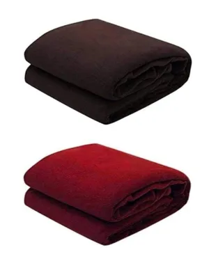 Wavva® Plain AC Blankets Fleece Blanket for Single Bed with Soft Stuff-Set of 2, reversible, multicolor