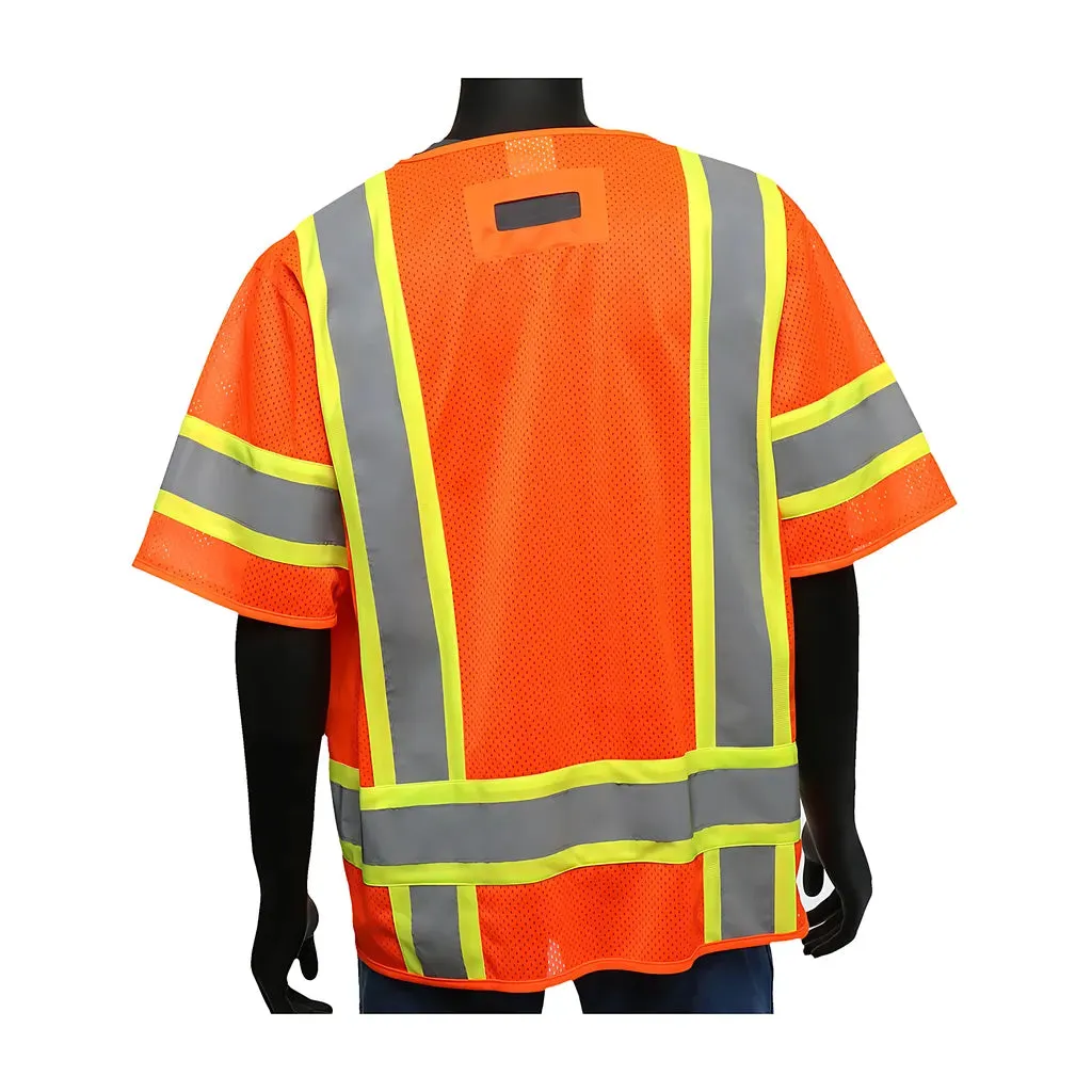 West Chester 47307/XL ANSI Type R Class 3 Two-Tone Surveyor Six Pocket Solid Front/Mesh Back Vest