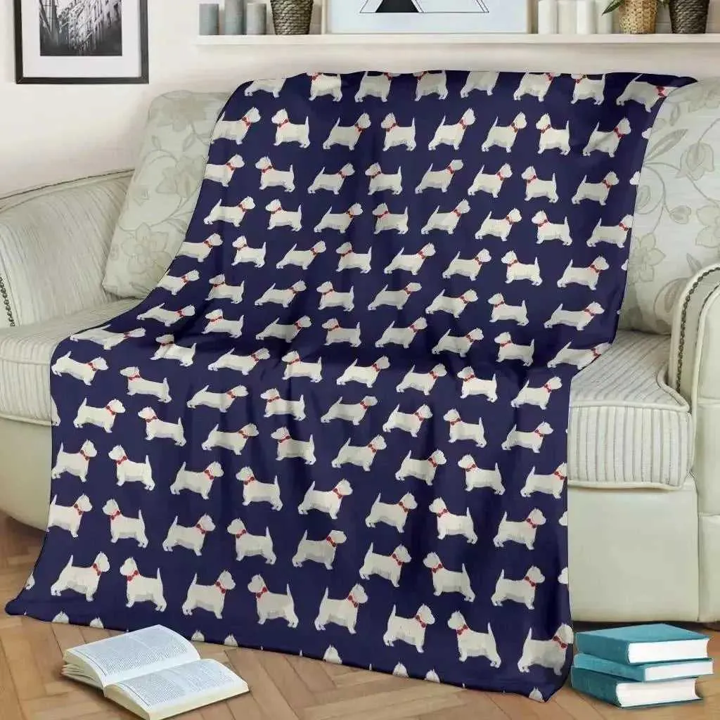 Westie Cute Puppy Blankets West Highland Terrier Dog Flannel Throw Blanket Airplane Travel Printed Soft Warm Bedspread King Size