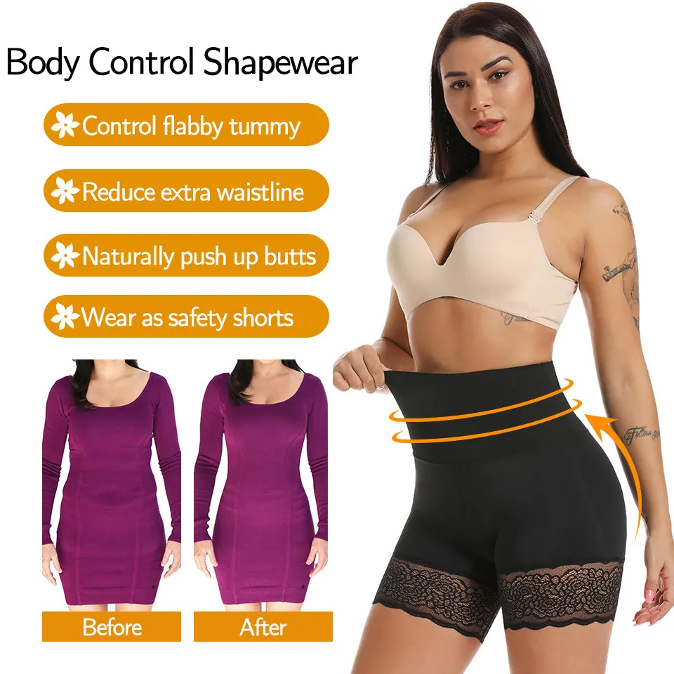 Women's Body Shaper High Waist Safety Shorts Lace Knickers Tummy Control Panties Underwear Shaping Boyshorts Shapewear