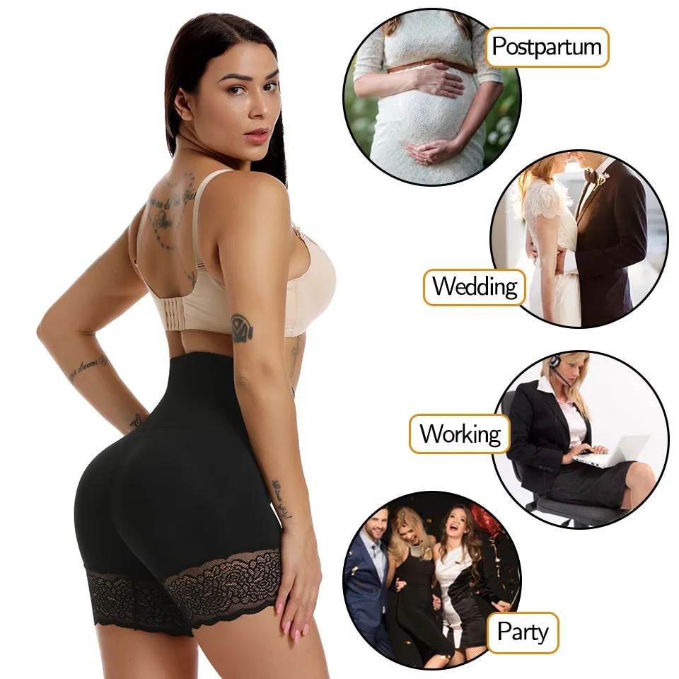 Women's Body Shaper High Waist Safety Shorts Lace Knickers Tummy Control Panties Underwear Shaping Boyshorts Shapewear